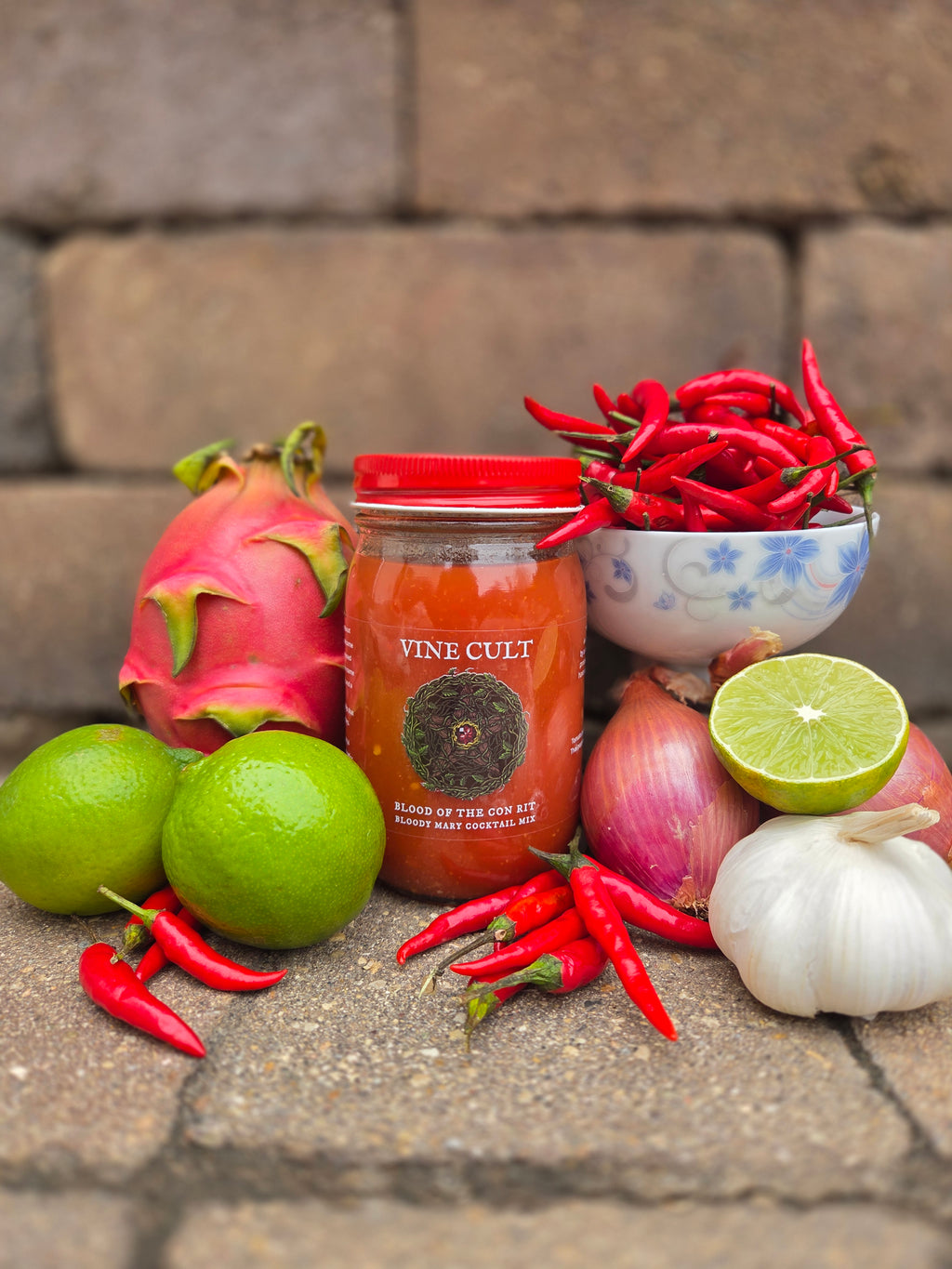 Blood of the Con Rit Vietnamese Bloody Mary Mix with Pho, Lime, and Red Thai Chilis